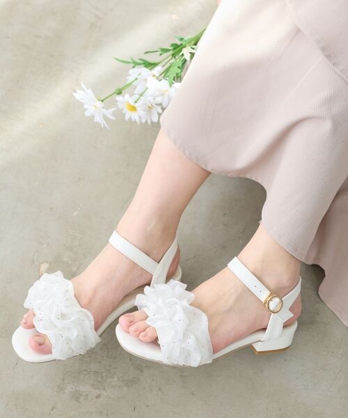 MAJESTIC LEGON / マジェスティックレゴン サンダル | ローヒールフリルビジューサンダル | 詳細1