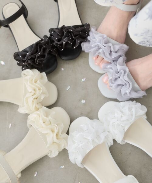 MAJESTIC LEGON / マジェスティックレゴン サンダル | ローヒールフリルビジューサンダル | 詳細18