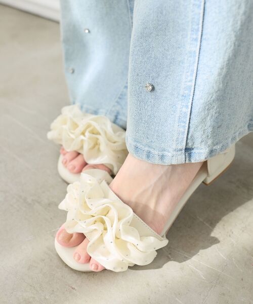 MAJESTIC LEGON / マジェスティックレゴン サンダル | ローヒールフリルビジューサンダル | 詳細5