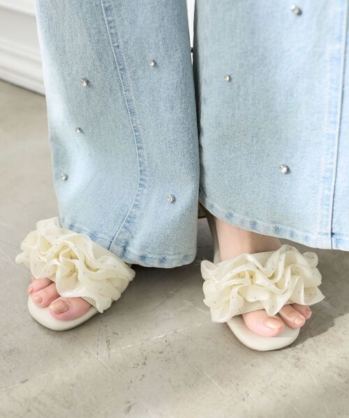 MAJESTIC LEGON / マジェスティックレゴン サンダル | ローヒールフリルビジューサンダル | 詳細6