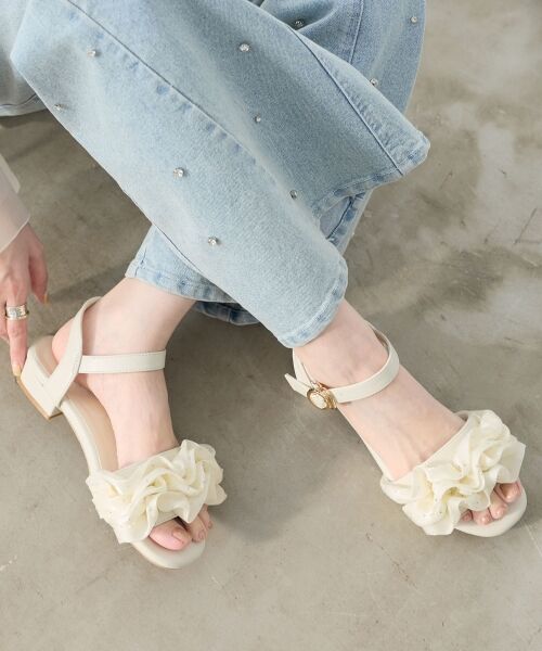 MAJESTIC LEGON / マジェスティックレゴン サンダル | ローヒールフリルビジューサンダル | 詳細7