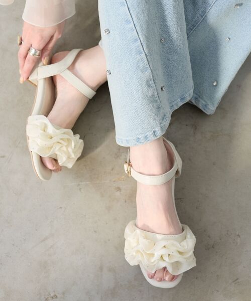 MAJESTIC LEGON / マジェスティックレゴン サンダル | ローヒールフリルビジューサンダル | 詳細8