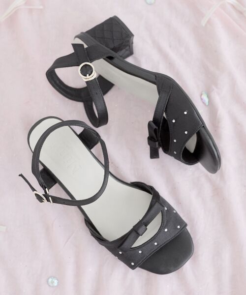 MAJESTIC LEGON / マジェスティックレゴン サンダル | サテンビジューリボンサンダル（ブラック）