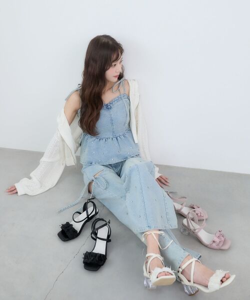 MAJESTIC LEGON / マジェスティックレゴン サンダル | クリアヒールギャザーリボンサンダル | 詳細2