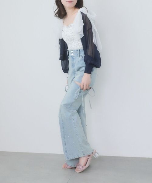 MAJESTIC LEGON / マジェスティックレゴン サンダル | クリアヒールギャザーリボンサンダル | 詳細9