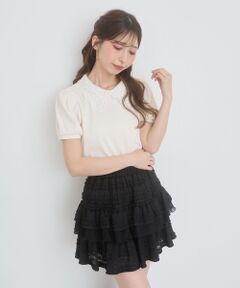 MAJESTIC LEGON / マジェスティックレゴン カットソー | ◇2WAYレース襟パフスリーブトップス