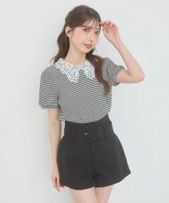 MAJESTIC LEGON / マジェスティックレゴン カットソー | ◇2WAYレース襟パフスリーブトップス