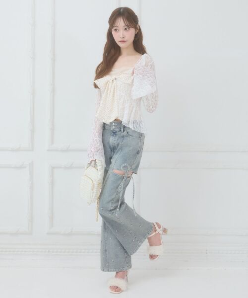 MAJESTIC LEGON / マジェスティックレゴン Tシャツ | バリエフリル襟カーディガン | 詳細2