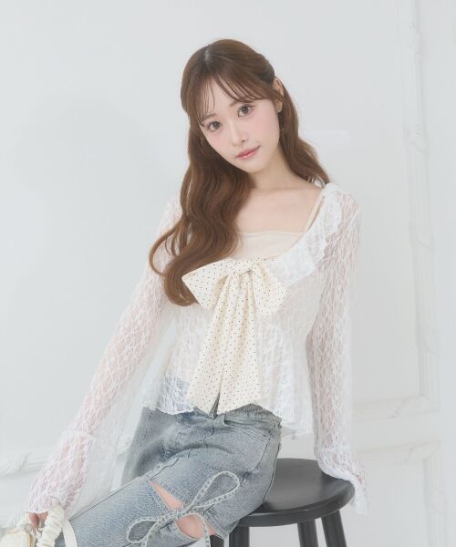 MAJESTIC LEGON / マジェスティックレゴン Tシャツ | バリエフリル襟カーディガン | 詳細4