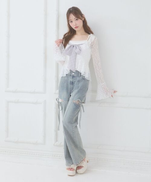 MAJESTIC LEGON / マジェスティックレゴン Tシャツ | バリエフリル襟カーディガン | 詳細7