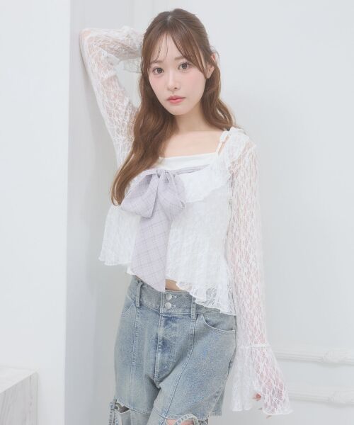 MAJESTIC LEGON / マジェスティックレゴン Tシャツ | バリエフリル襟カーディガン | 詳細8