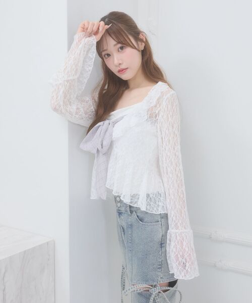 MAJESTIC LEGON / マジェスティックレゴン Tシャツ | バリエフリル襟カーディガン | 詳細9