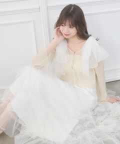 MAJESTIC LEGON / マジェスティックレゴン ニット・セーター | ビジューボタンシアーカーディガン