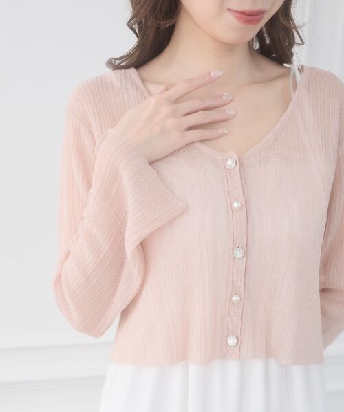 MAJESTIC LEGON / マジェスティックレゴン ニット・セーター | ビジューボタンシアーカーディガン | 詳細11