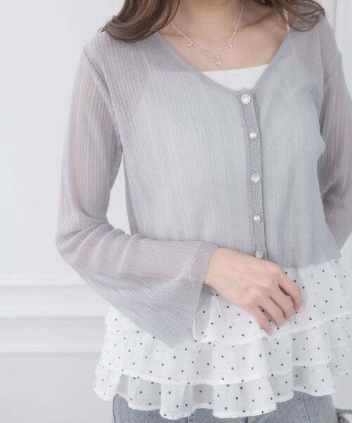 MAJESTIC LEGON / マジェスティックレゴン ニット・セーター | ビジューボタンシアーカーディガン | 詳細16