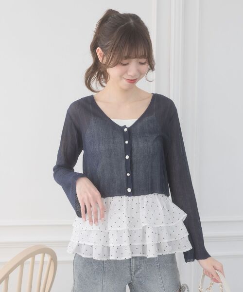 MAJESTIC LEGON / マジェスティックレゴン ニット・セーター | ビジューボタンシアーカーディガン | 詳細21