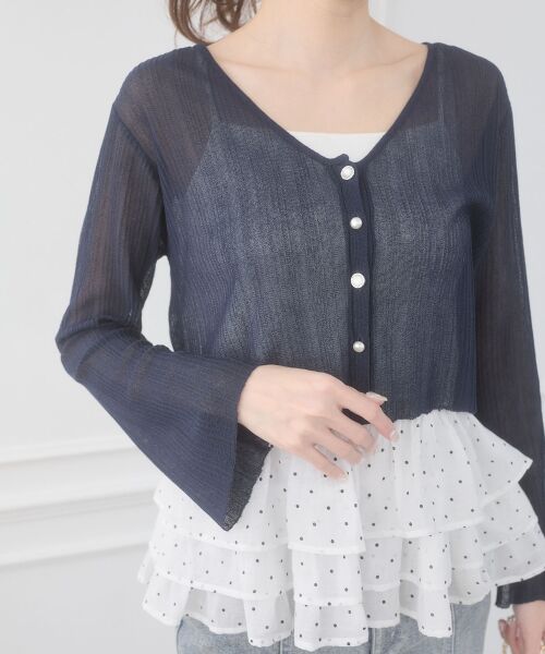 MAJESTIC LEGON / マジェスティックレゴン ニット・セーター | ビジューボタンシアーカーディガン | 詳細22