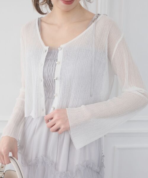 MAJESTIC LEGON / マジェスティックレゴン ニット・セーター | ビジューボタンシアーカーディガン | 詳細4