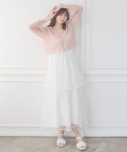 MAJESTIC LEGON / マジェスティックレゴン ニット・セーター | ビジューボタンシアーカーディガン | 詳細5