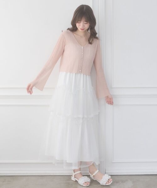 MAJESTIC LEGON / マジェスティックレゴン ニット・セーター | ビジューボタンシアーカーディガン | 詳細6