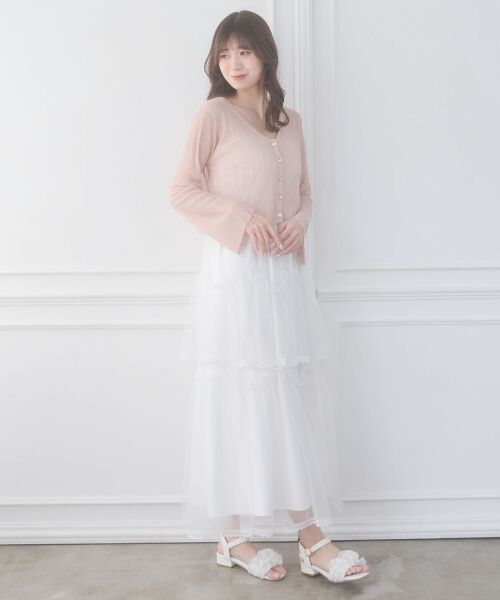 MAJESTIC LEGON / マジェスティックレゴン ニット・セーター | ビジューボタンシアーカーディガン | 詳細7