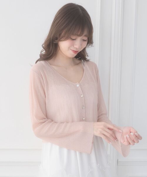 MAJESTIC LEGON / マジェスティックレゴン ニット・セーター | ビジューボタンシアーカーディガン | 詳細9