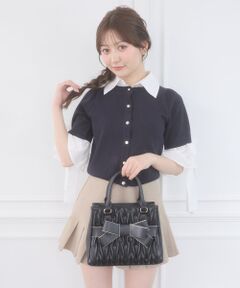 MAJESTIC LEGON / マジェスティックレゴン ニット・セーター | 袖リボンシャツレイヤードライクカーデ