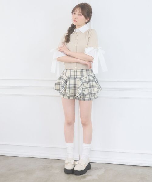 MAJESTIC LEGON / マジェスティックレゴン ニット・セーター | 袖リボンシャツレイヤードライクカーデ | 詳細1