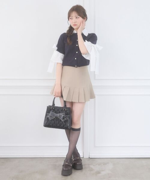 MAJESTIC LEGON / マジェスティックレゴン ニット・セーター | 袖リボンシャツレイヤードライクカーデ | 詳細10