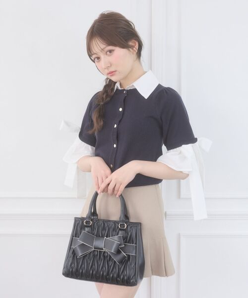 MAJESTIC LEGON / マジェスティックレゴン ニット・セーター | 袖リボンシャツレイヤードライクカーデ | 詳細11