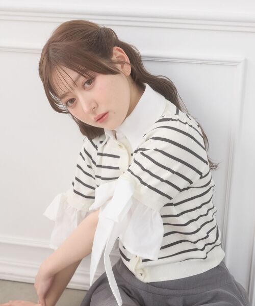 MAJESTIC LEGON / マジェスティックレゴン ニット・セーター | 袖リボンシャツレイヤードライクカーデ | 詳細18