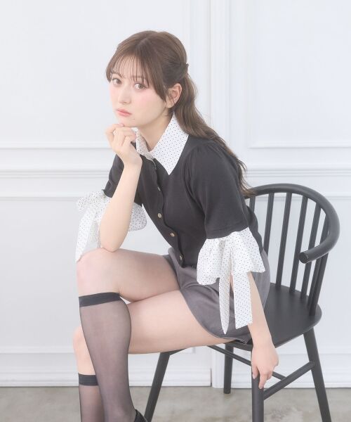 MAJESTIC LEGON / マジェスティックレゴン ニット・セーター | 袖リボンシャツレイヤードライクカーデ | 詳細19