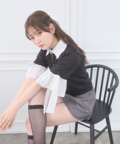 MAJESTIC LEGON / マジェスティックレゴン ニット・セーター | 袖リボンシャツレイヤードライクカーデ | 詳細20