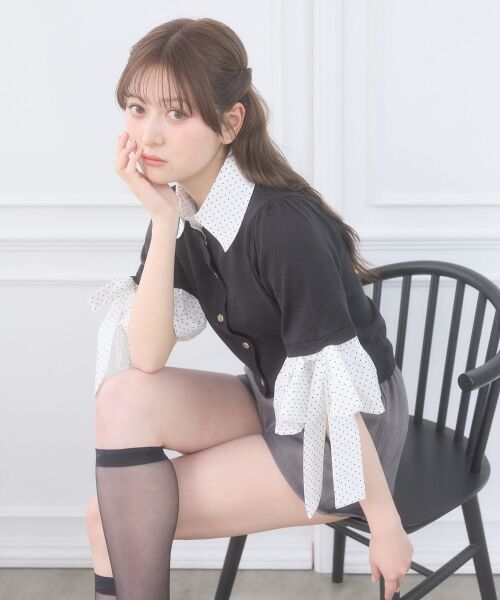 MAJESTIC LEGON / マジェスティックレゴン ニット・セーター | 袖リボンシャツレイヤードライクカーデ | 詳細21