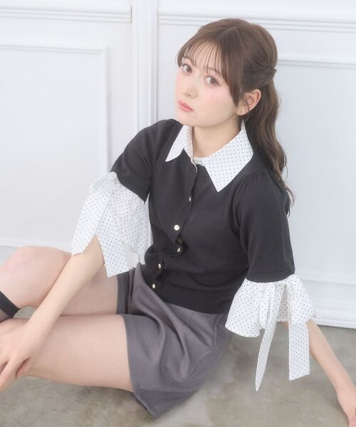 MAJESTIC LEGON / マジェスティックレゴン ニット・セーター | 袖リボンシャツレイヤードライクカーデ | 詳細22