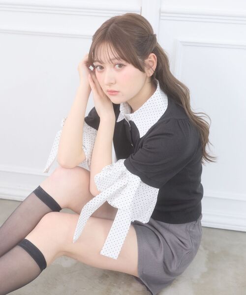 MAJESTIC LEGON / マジェスティックレゴン ニット・セーター | 袖リボンシャツレイヤードライクカーデ | 詳細24