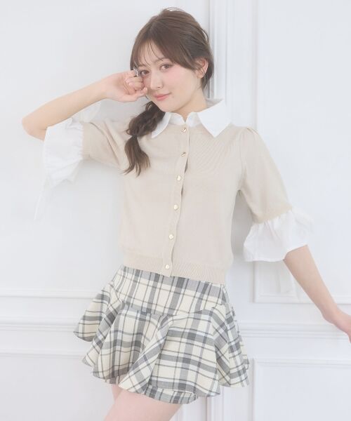 MAJESTIC LEGON / マジェスティックレゴン ニット・セーター | 袖リボンシャツレイヤードライクカーデ | 詳細5