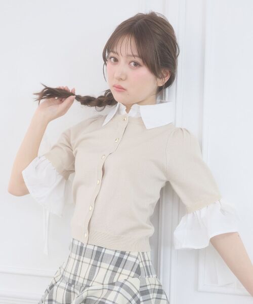 MAJESTIC LEGON / マジェスティックレゴン ニット・セーター | 袖リボンシャツレイヤードライクカーデ | 詳細8