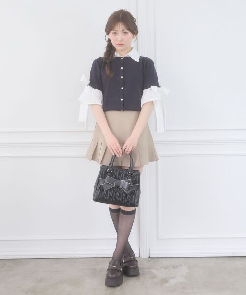 MAJESTIC LEGON / マジェスティックレゴン ニット・セーター | 袖リボンシャツレイヤードライクカーデ | 詳細9