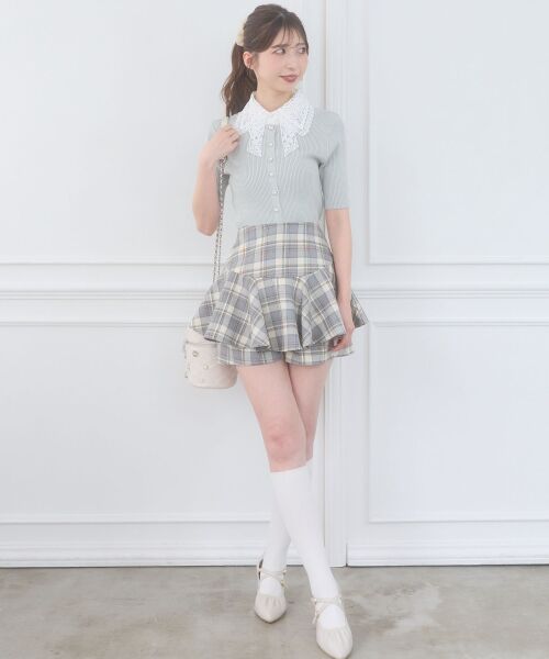 MAJESTIC LEGON / マジェスティックレゴン ニット・セーター | レースリボン襟ハーフスリーブニット | 詳細10