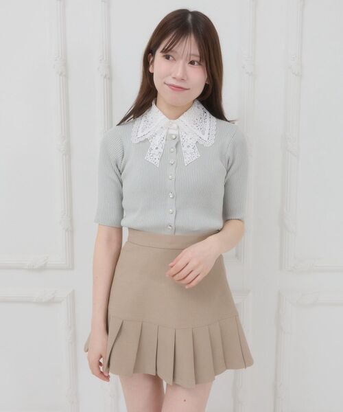 MAJESTIC LEGON / マジェスティックレゴン ニット・セーター | レースリボン襟ハーフスリーブニット | 詳細11