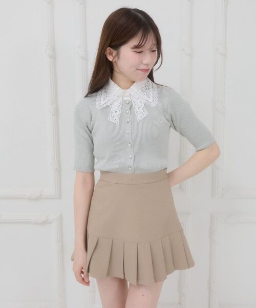 MAJESTIC LEGON / マジェスティックレゴン ニット・セーター | レースリボン襟ハーフスリーブニット | 詳細12