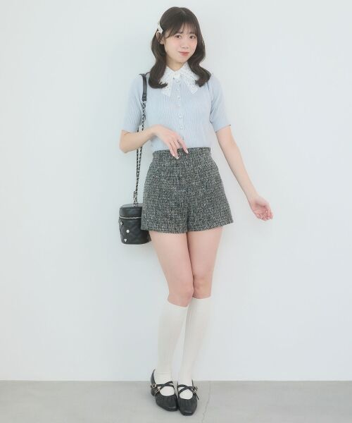 MAJESTIC LEGON / マジェスティックレゴン ニット・セーター | レースリボン襟ハーフスリーブニット | 詳細14