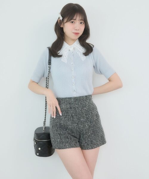 MAJESTIC LEGON / マジェスティックレゴン ニット・セーター | レースリボン襟ハーフスリーブニット | 詳細16