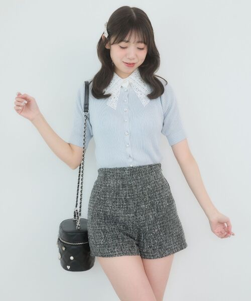 MAJESTIC LEGON / マジェスティックレゴン ニット・セーター | レースリボン襟ハーフスリーブニット | 詳細17