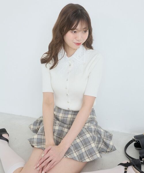 MAJESTIC LEGON / マジェスティックレゴン ニット・セーター | レースリボン襟ハーフスリーブニット | 詳細2