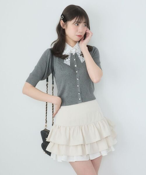 MAJESTIC LEGON / マジェスティックレゴン ニット・セーター | レースリボン襟ハーフスリーブニット | 詳細21