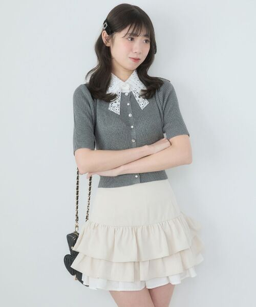 MAJESTIC LEGON / マジェスティックレゴン ニット・セーター | レースリボン襟ハーフスリーブニット | 詳細22