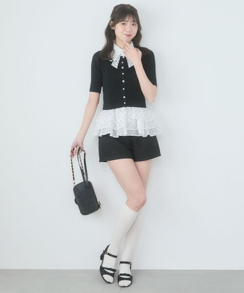 MAJESTIC LEGON / マジェスティックレゴン ニット・セーター | レースリボン襟ハーフスリーブニット | 詳細25