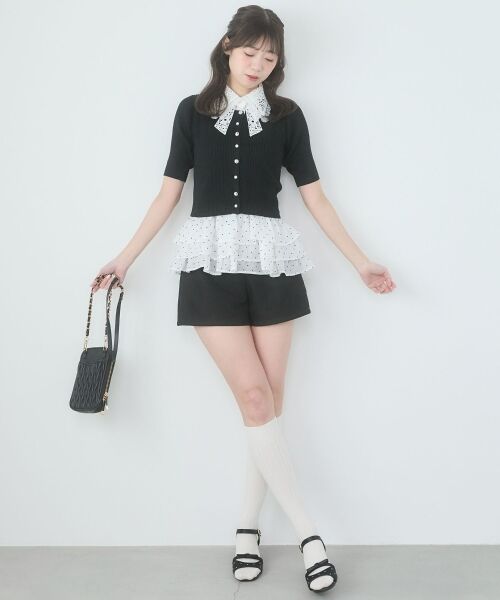 MAJESTIC LEGON / マジェスティックレゴン ニット・セーター | レースリボン襟ハーフスリーブニット | 詳細26